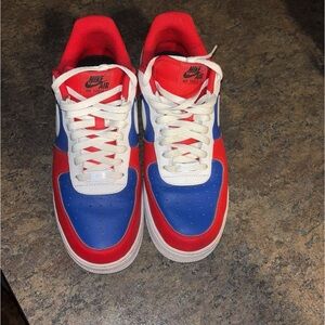 Nike Air Force 1 Red and Blue Sneakers